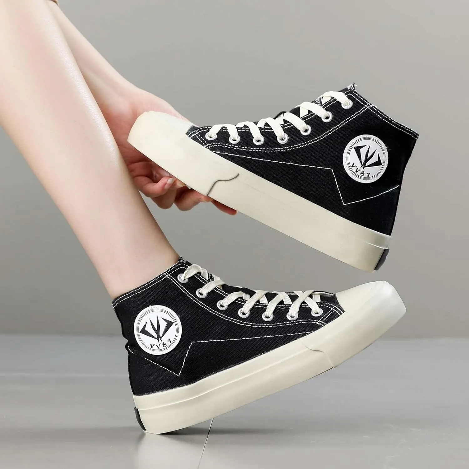 YYSPR Women’s Fashion High Top Canvas Sneakers Lace up Casual Classic Comfort Walking Shoes