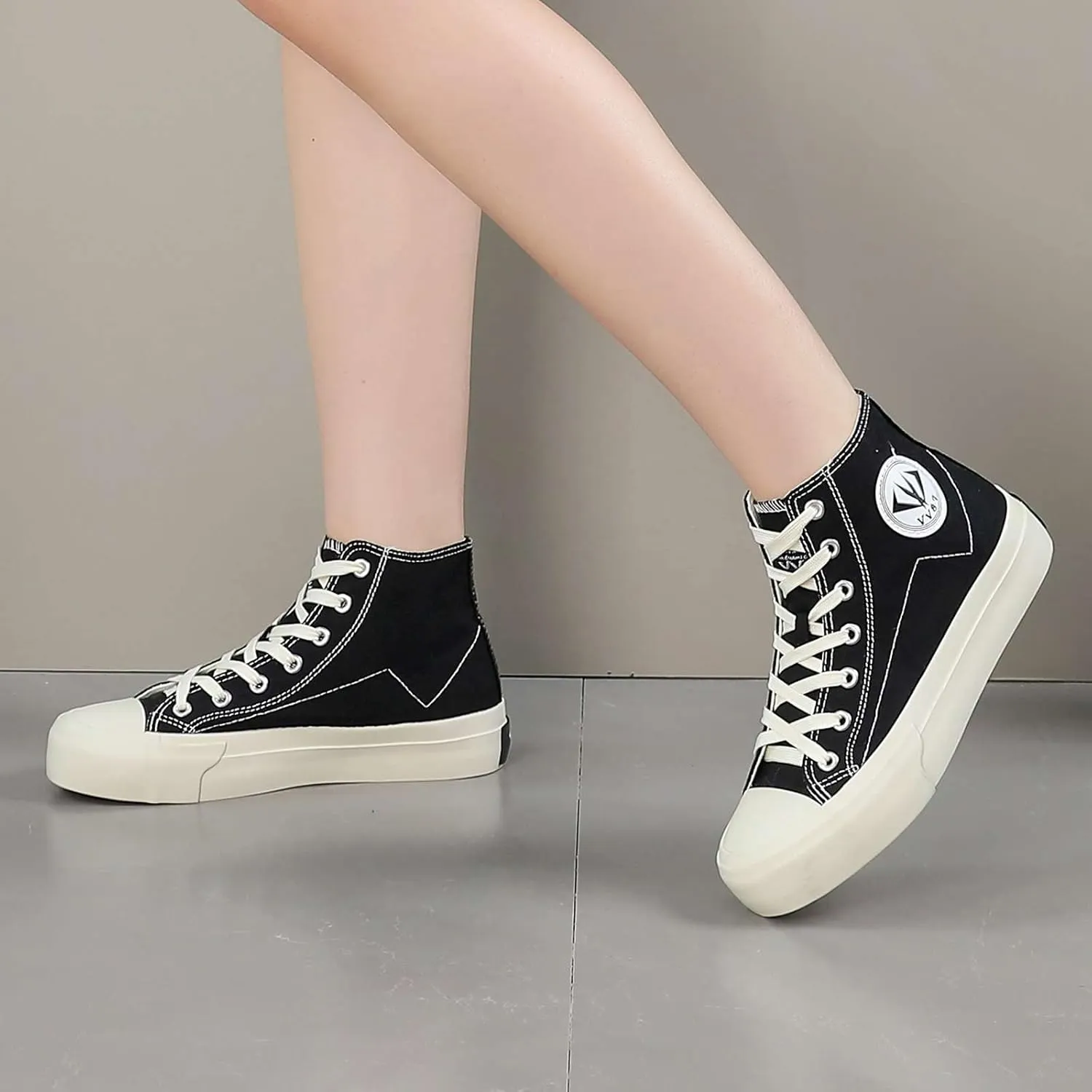 YYSPR Women’s Fashion High Top Canvas Sneakers Lace up Casual Classic Comfort Walking Shoes