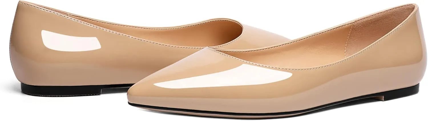 Zamikoo Flats Shoes Women, Pointed Toe Slip On Loafer Flats Shoes Pumps for Office Casual Dressy Comfortable
