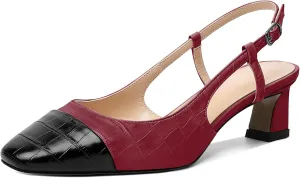 Zamikoo Women's Slingback Pumps with Adjustable Strap, Square Cap Toe Kitten Heels, Comfortable 2 Inches Low Heeled Sandals, Dress Shoes for Wedding Work Party