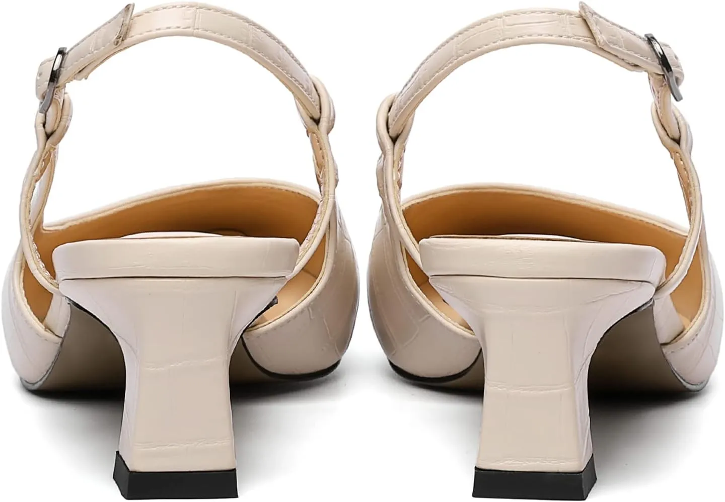 Zamikoo Women's Slingback Pumps with Adjustable Strap, Square Cap Toe Kitten Heels, Comfortable 2 Inches Low Heeled Sandals, Dress Shoes for Wedding Work Party