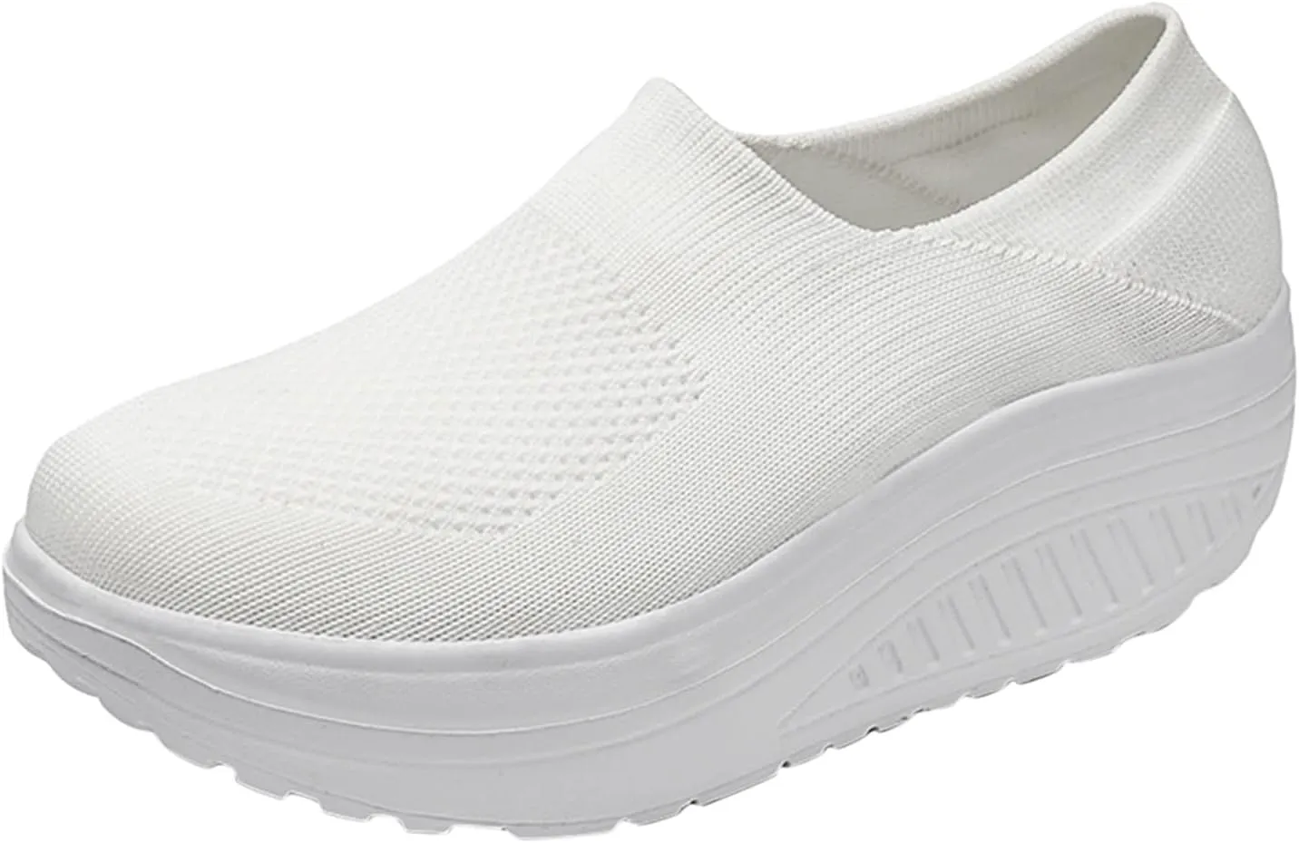 ZBYY Walking Shoes for Women Summer Arch Support Slip On Sneakers Breathable Comfortable Wedge Platform Loafers