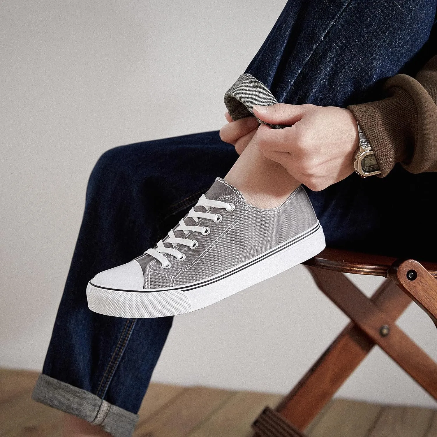 ZGR Mens Classic Casual Shoes,Lace-up Fashion Sneakers,Low Top Canvas Sneakers for Men