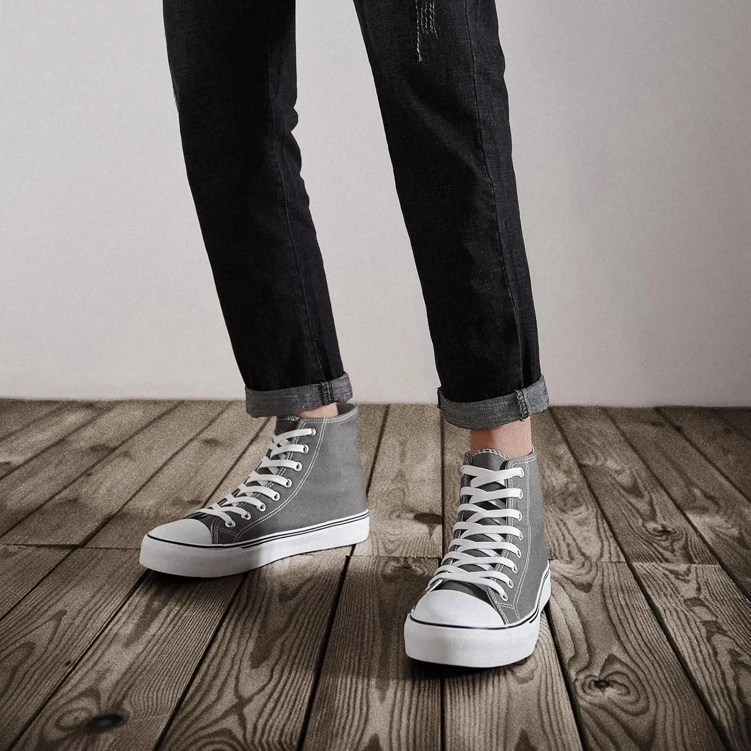 ZGR Men's High Top Canvas Sneakers Lace Up Classic Casual Walking Shoes