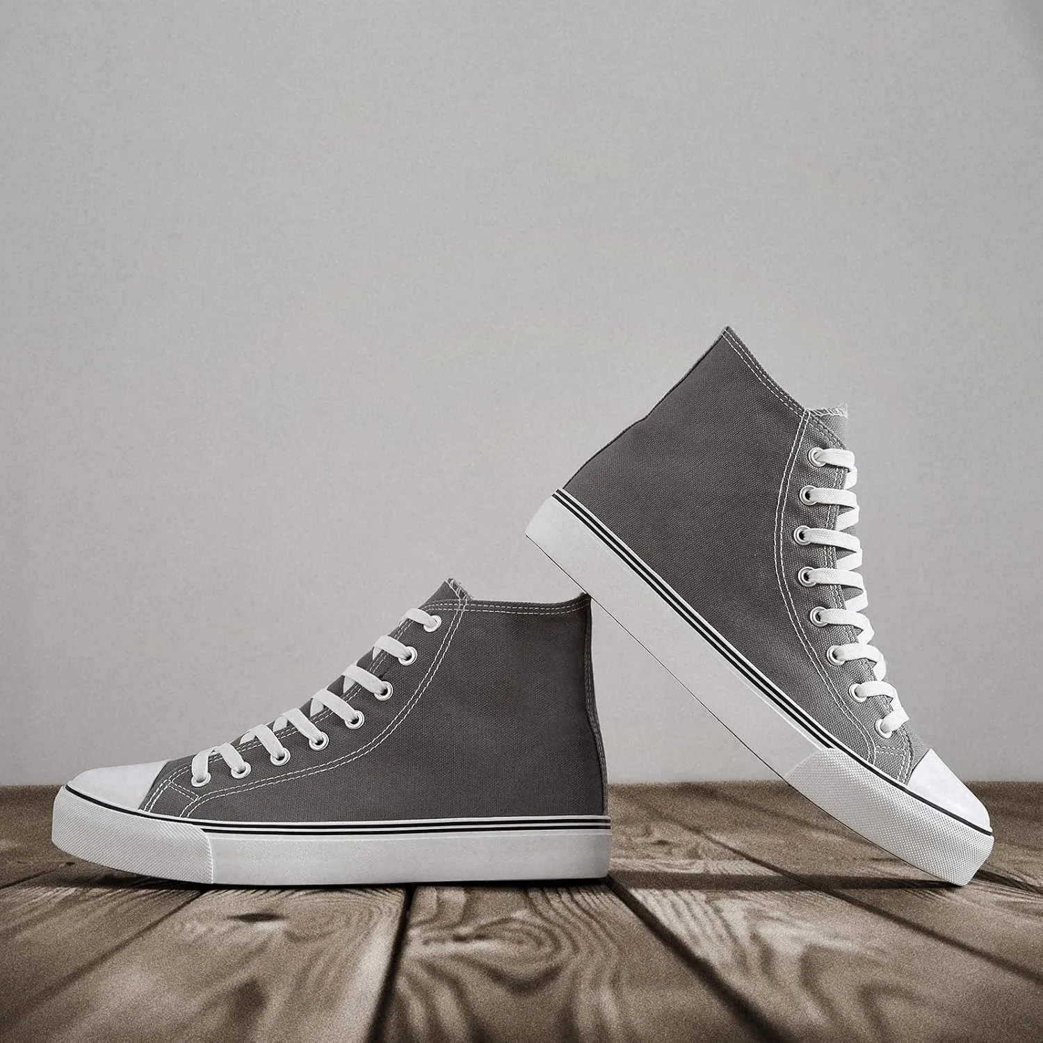 ZGR Men's High Top Canvas Sneakers Lace Up Classic Casual Walking Shoes