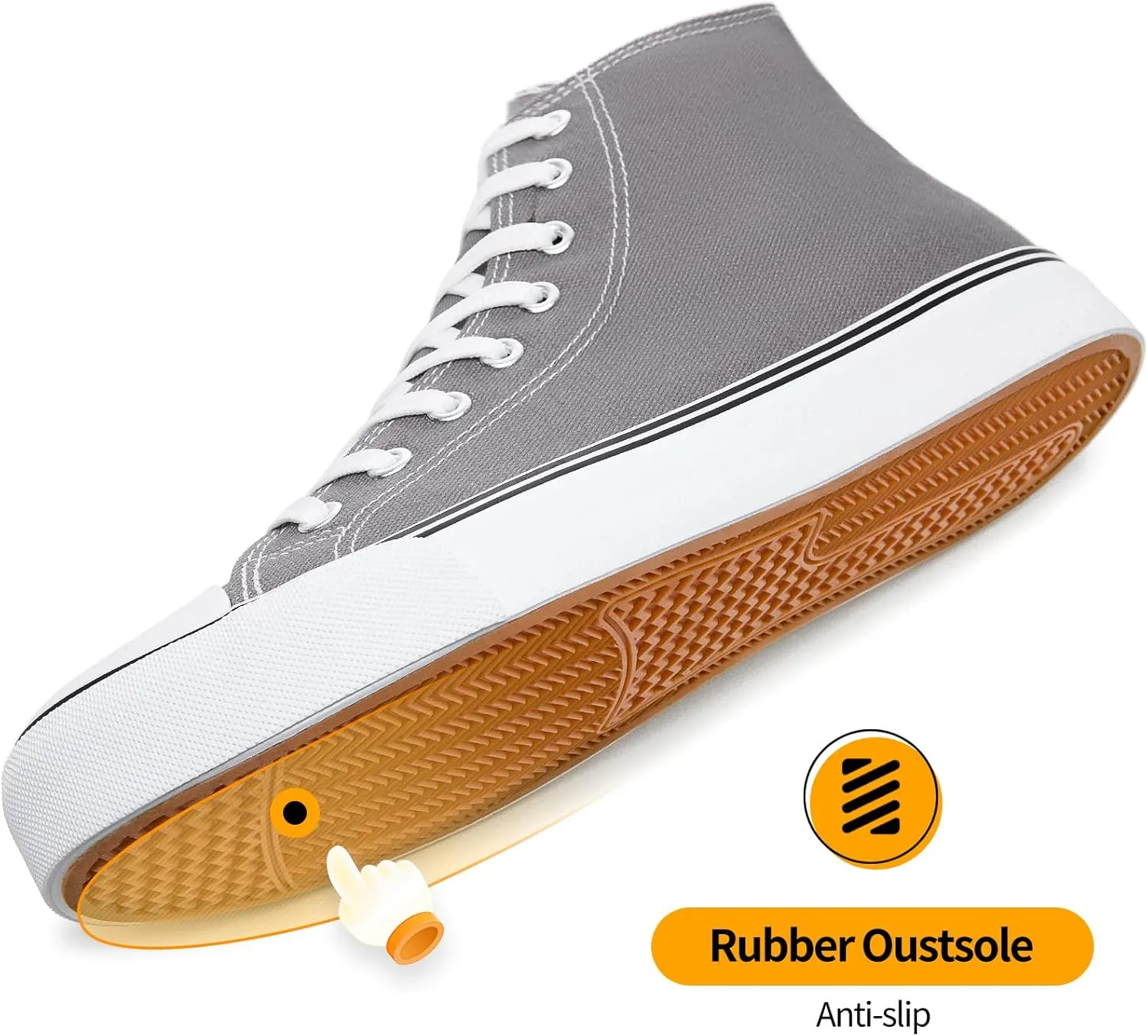ZGR Men's High Top Canvas Sneakers Lace Up Classic Casual Walking Shoes