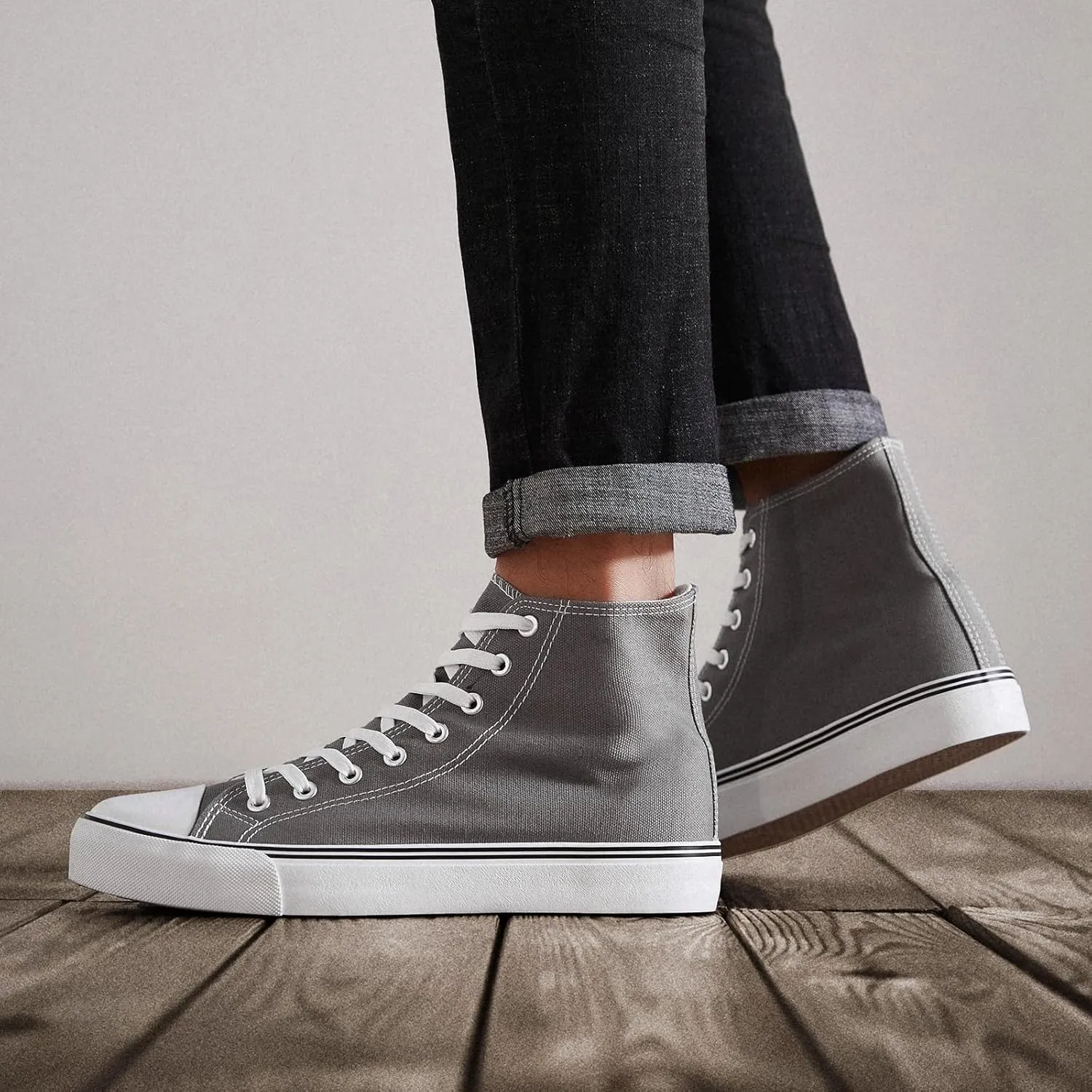 ZGR Men's High Top Canvas Sneakers Lace Up Classic Casual Walking Shoes