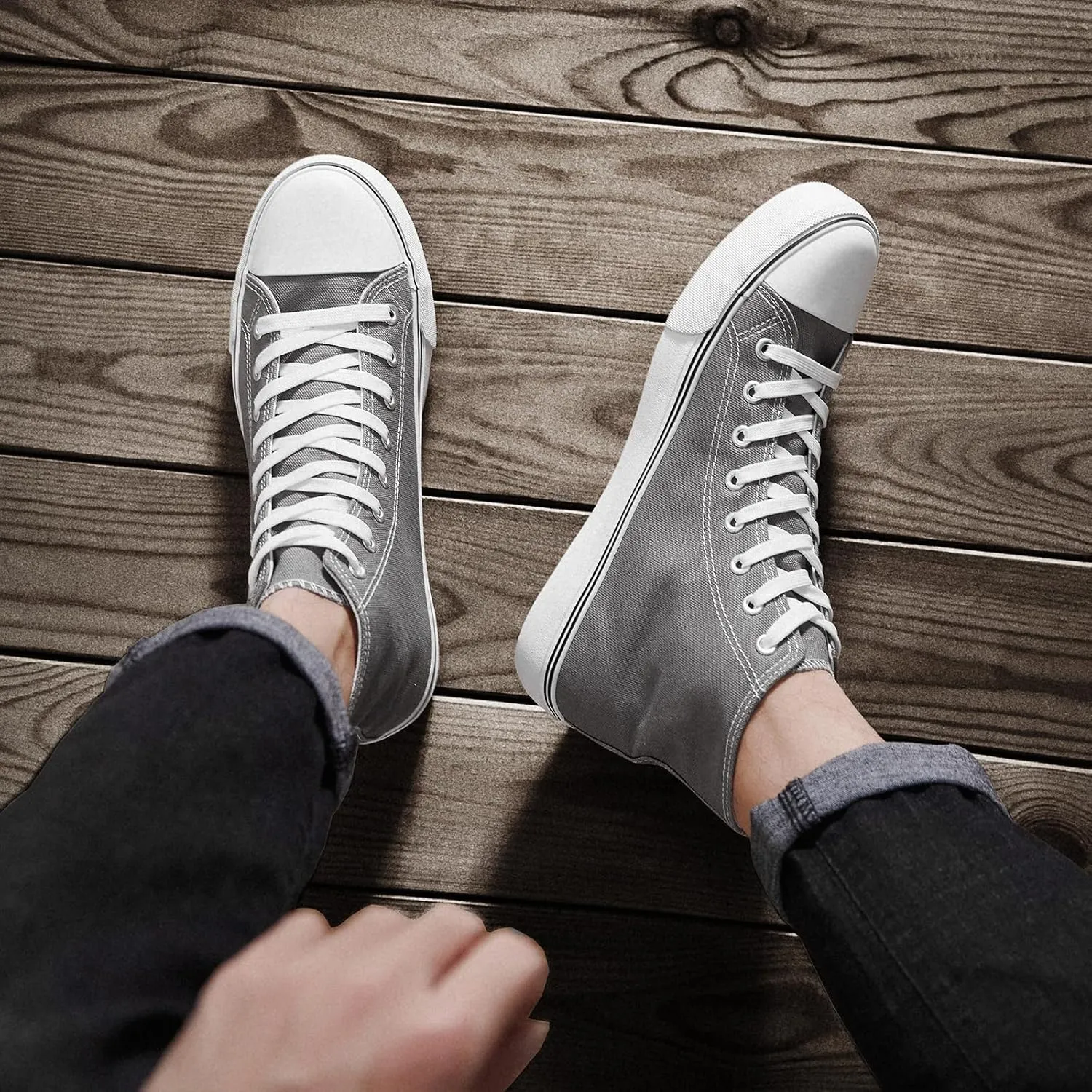 ZGR Men's High Top Canvas Sneakers Lace Up Classic Casual Walking Shoes