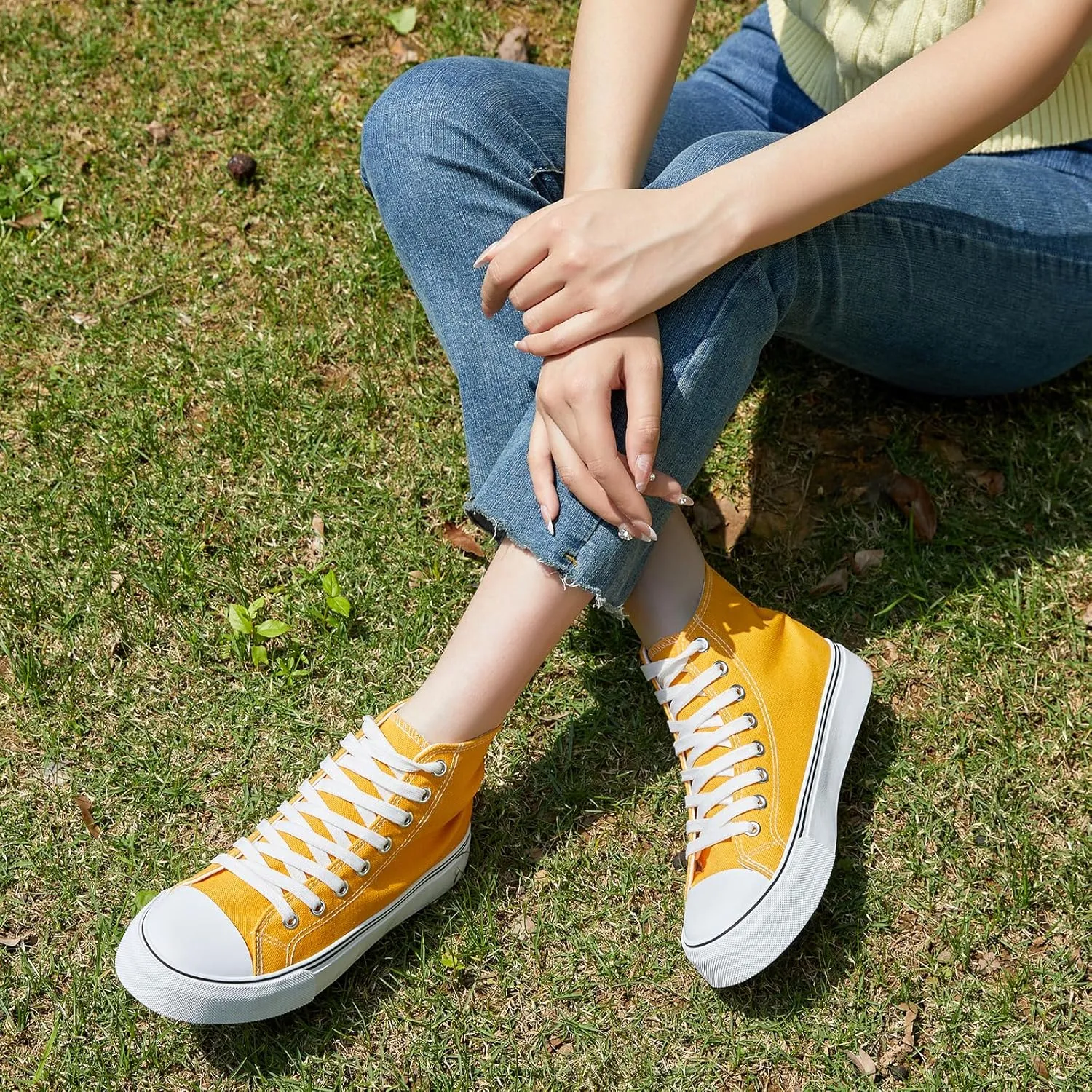 ZGR Womens High Top Canvas Sneakers,Lace-up Canvas Shoes,Casual Tennis Walking Shoes