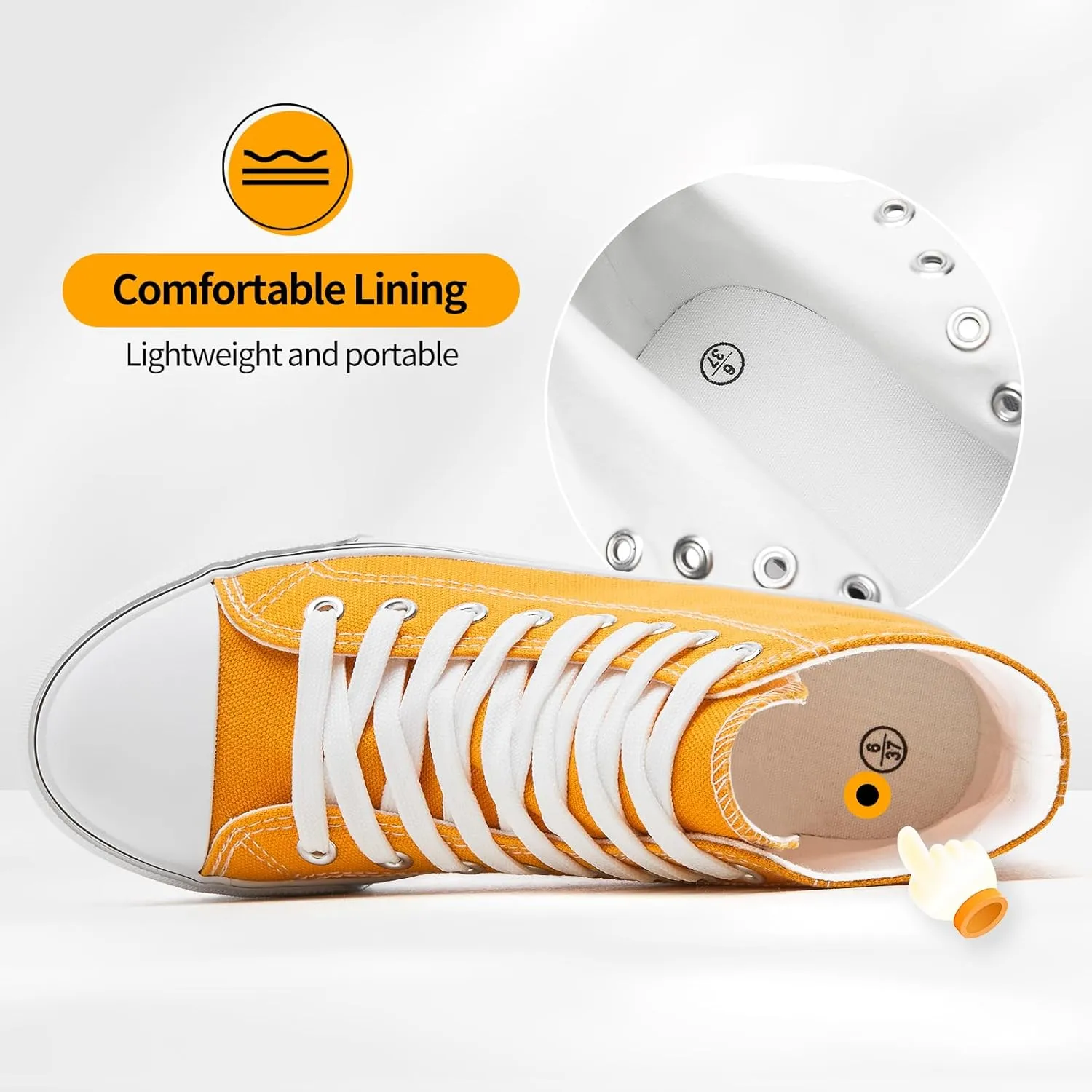 ZGR Womens High Top Canvas Sneakers,Lace-up Canvas Shoes,Casual Tennis Walking Shoes