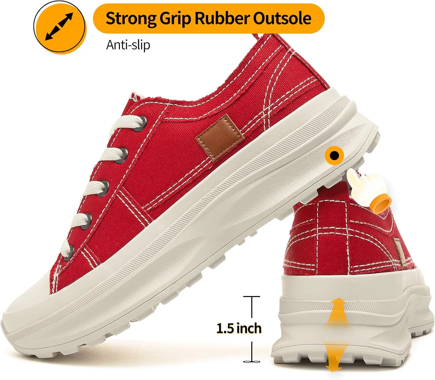 ZGR Womens Low Top Platform Sneakers,White Canvas Sneakers,Casual Platform Tennis Shoes