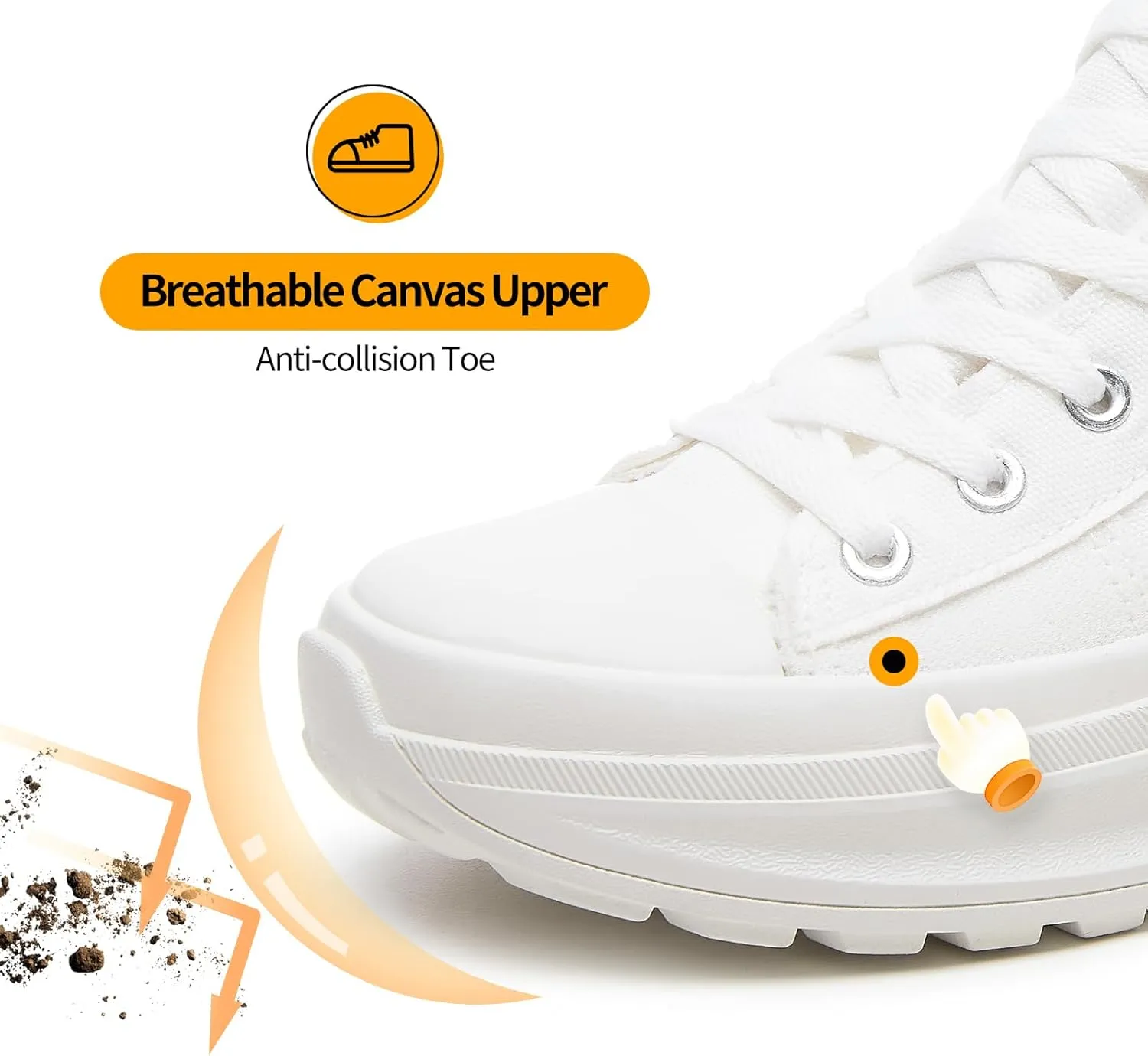 ZGR Womens Platform High Top Sneakers,White Canvas Sneakers for Women,Platform Tennis Shoes
