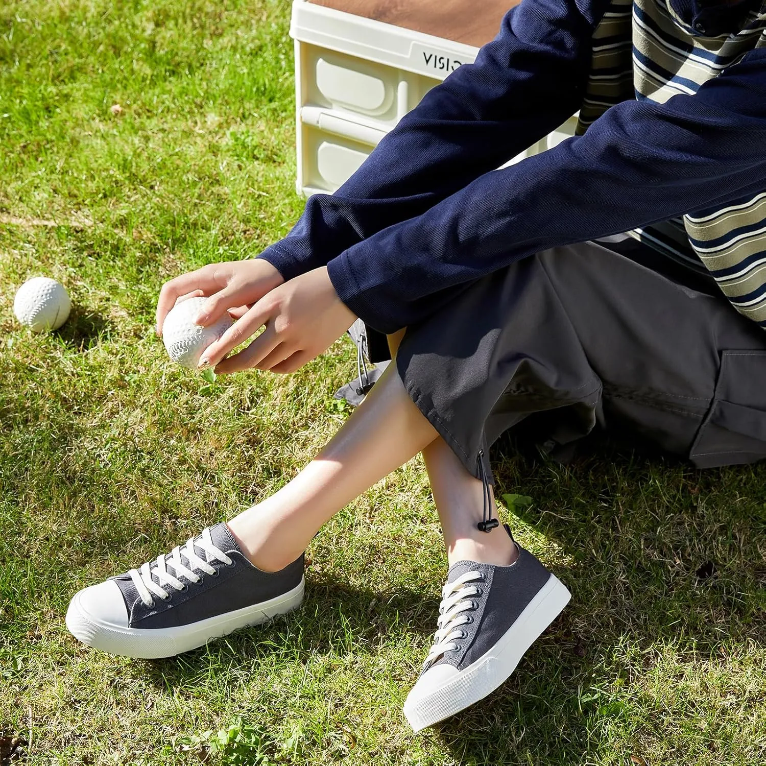 ZGR Womens White Canvas Sneakers,Classic Black Canvas Shoes,Casual Fashion Sneakers
