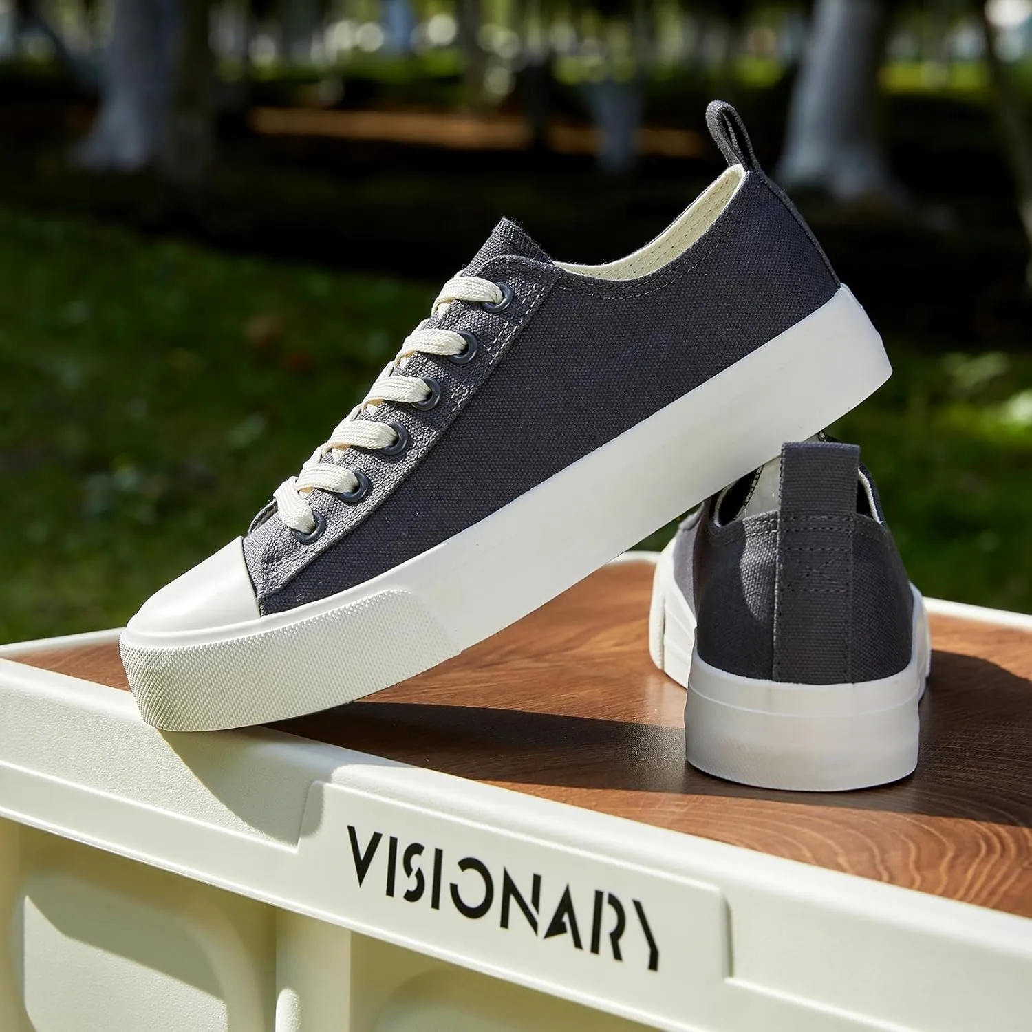 ZGR Womens White Canvas Sneakers,Classic Black Canvas Shoes,Casual Fashion Sneakers