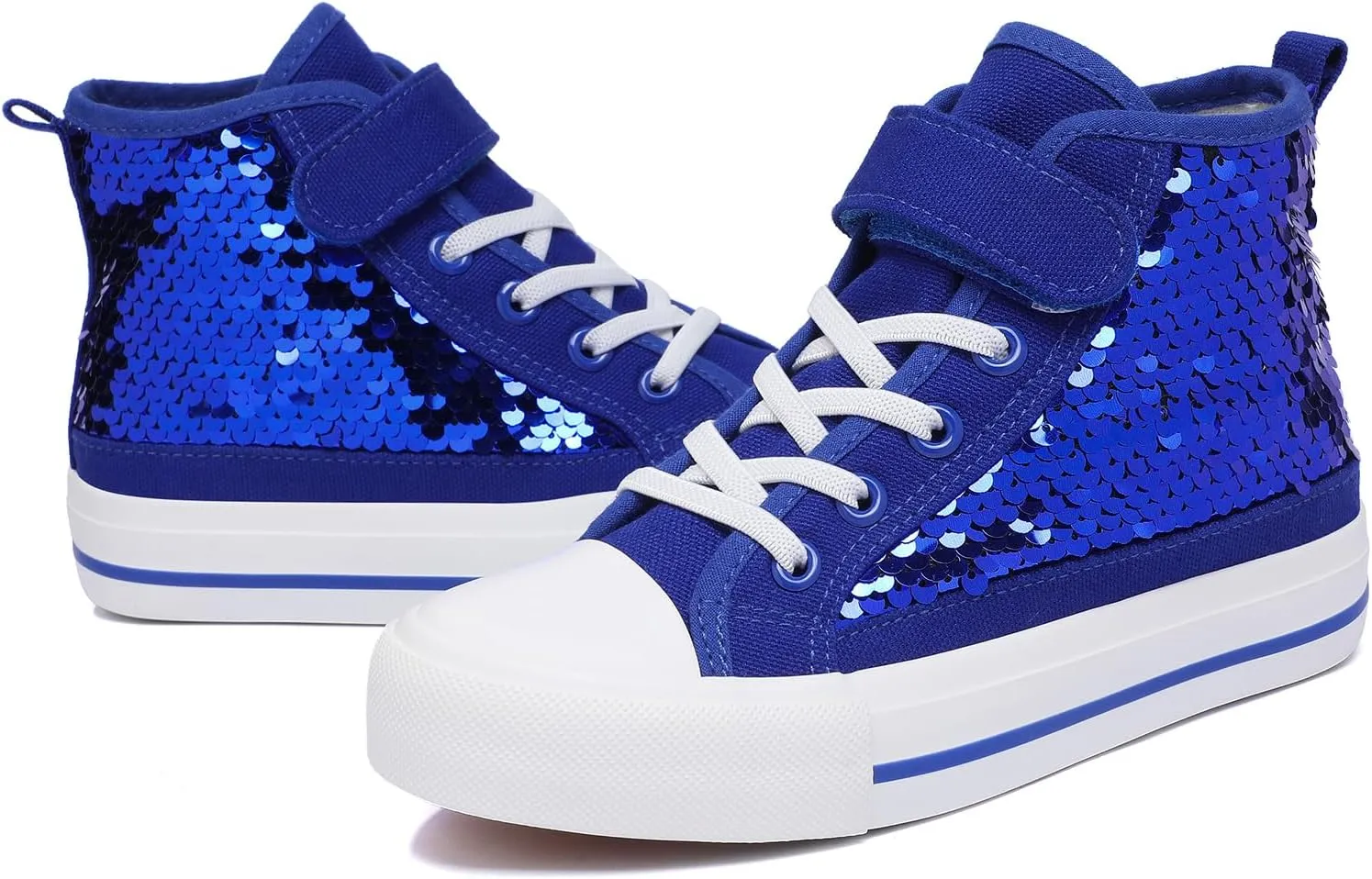 Zoroadke Kids Sparkle Sequins High Top Casual Adjustable Strap Canvas Shoes Girls and Boys Glitter Sneakers