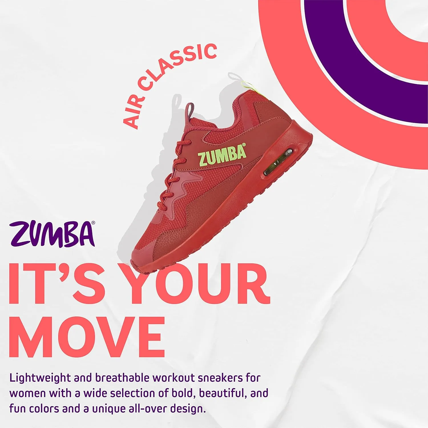 ZUMBA Women's Air Classic Sneakers, Nonslip Low-Top Dance Sneakers