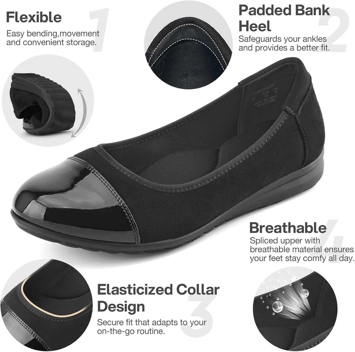 ZURIN Women's Comfortable Ballet Dressy Flats Round Toe Flats Slip On Flats Dress Work Shoes for Business Casual Office