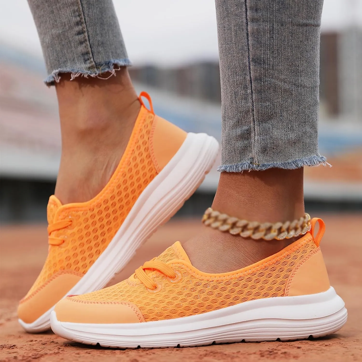 ZWRXW Women's Orthopedic Loafers Slip-On Walking Shoes Arch Support & Non-Slip Breathable Shoes Low Top Fashion Sneakers Lightweight Outdoor Hiking Sneakers